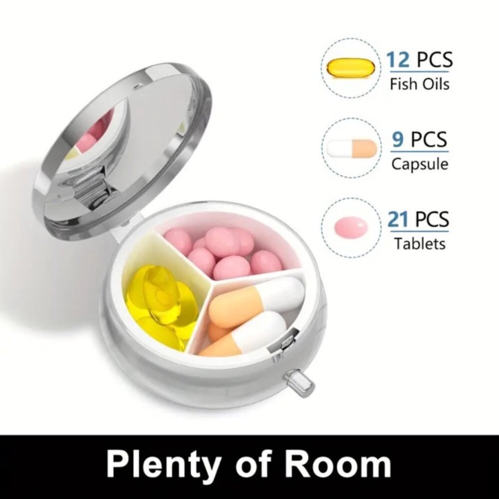 NIB Compact 3-Compartment Metal Pill Case with Black Cat Design - Picture 7 of 13